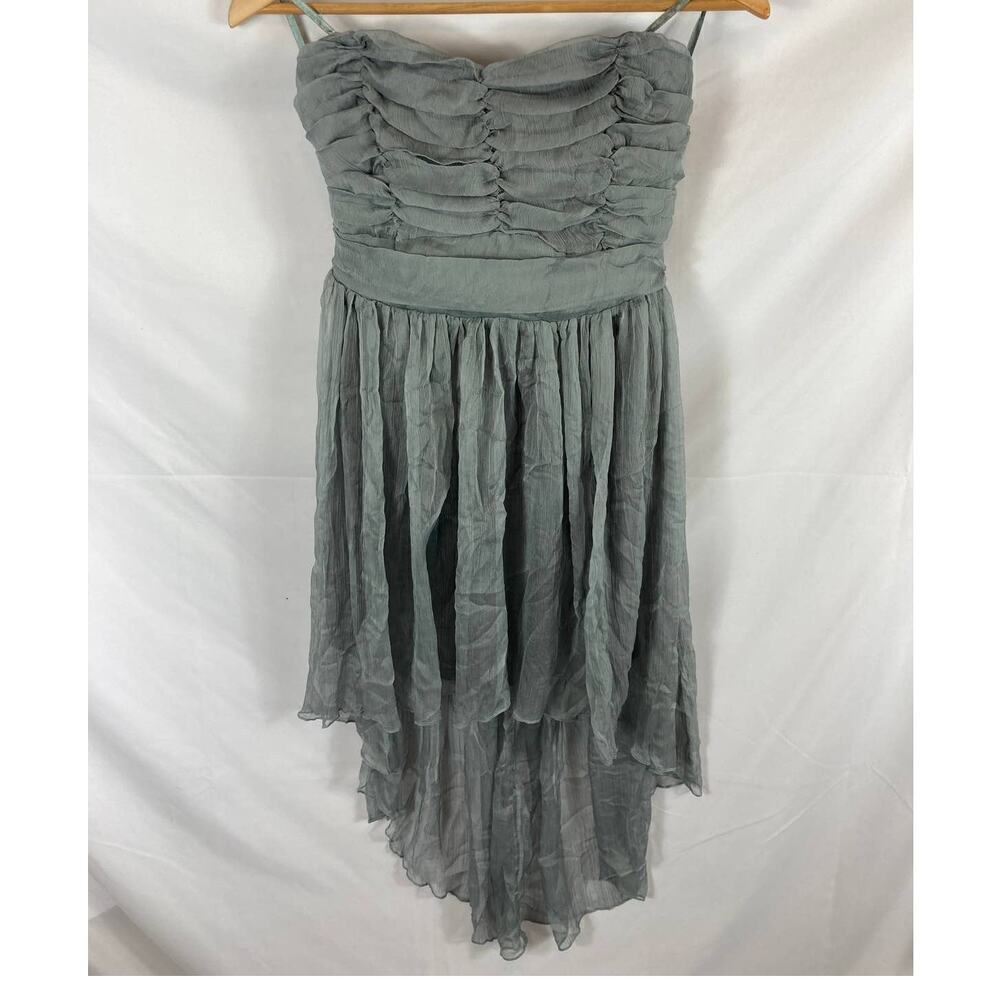 Lush Strapless gauze hi low dress grey size medium